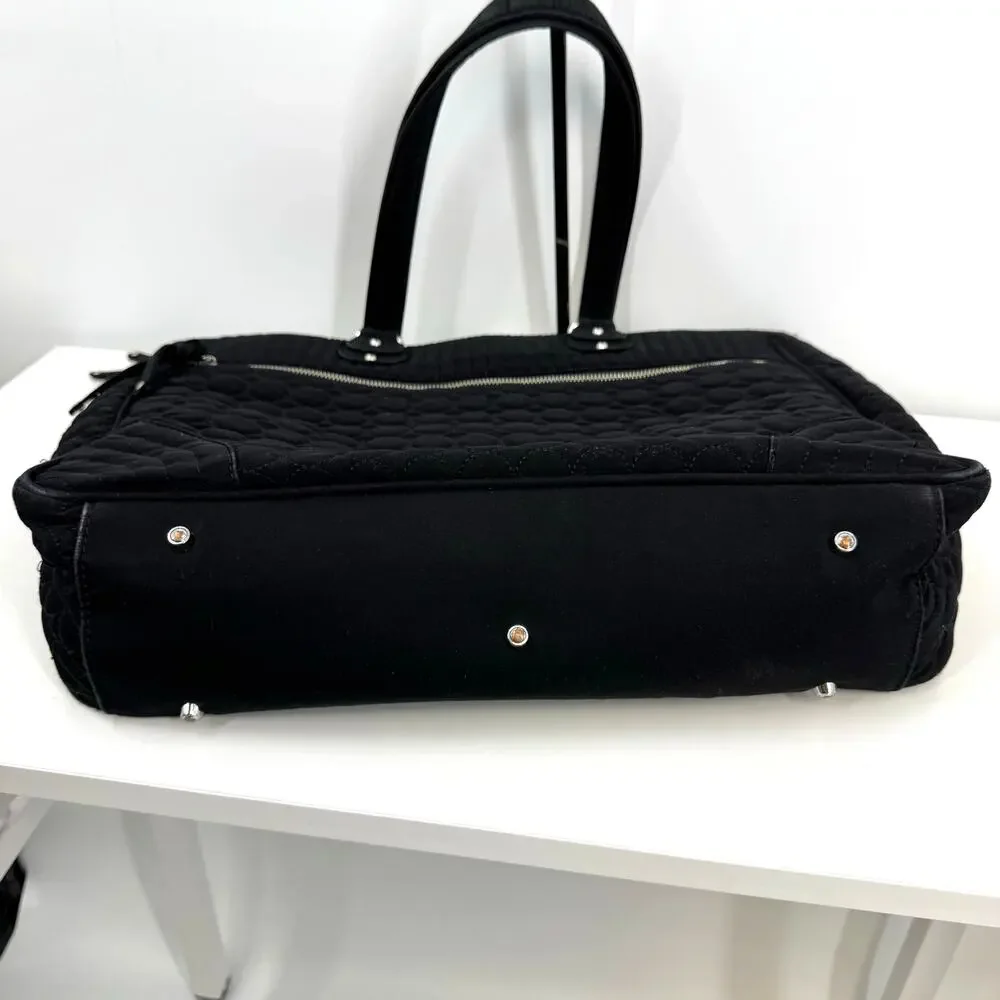 Vera Bradley Large Black Laptop Bag Briefcase Quilted Zip Travel Business Work - Picture 7 of 12
